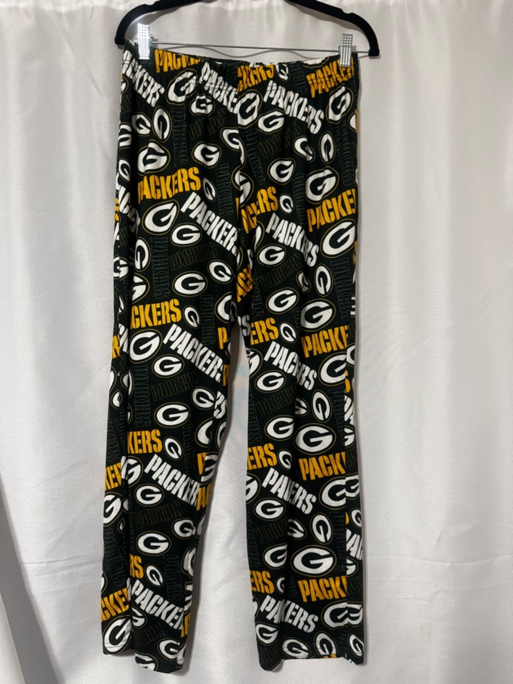NFL Green Bay Packers Black, Gold & White Logo Lounge Pants. Waist 14 inches 36